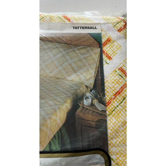 Vtg Morgan Jones Full Flat Sheet & Pillowcases Retro Tattersall Luxury Muslin - Picture 5 of 7